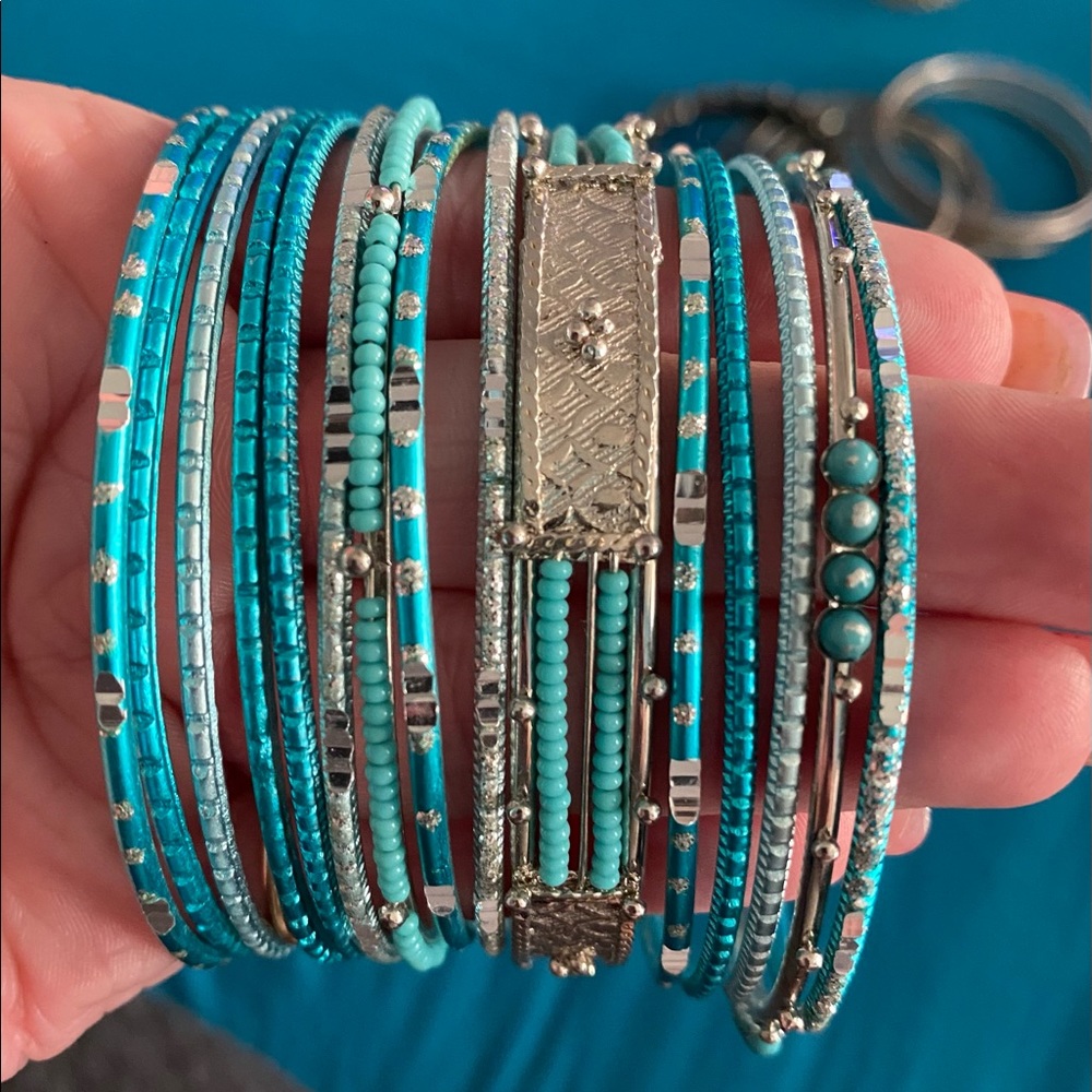 Silver/Teal Bracelets